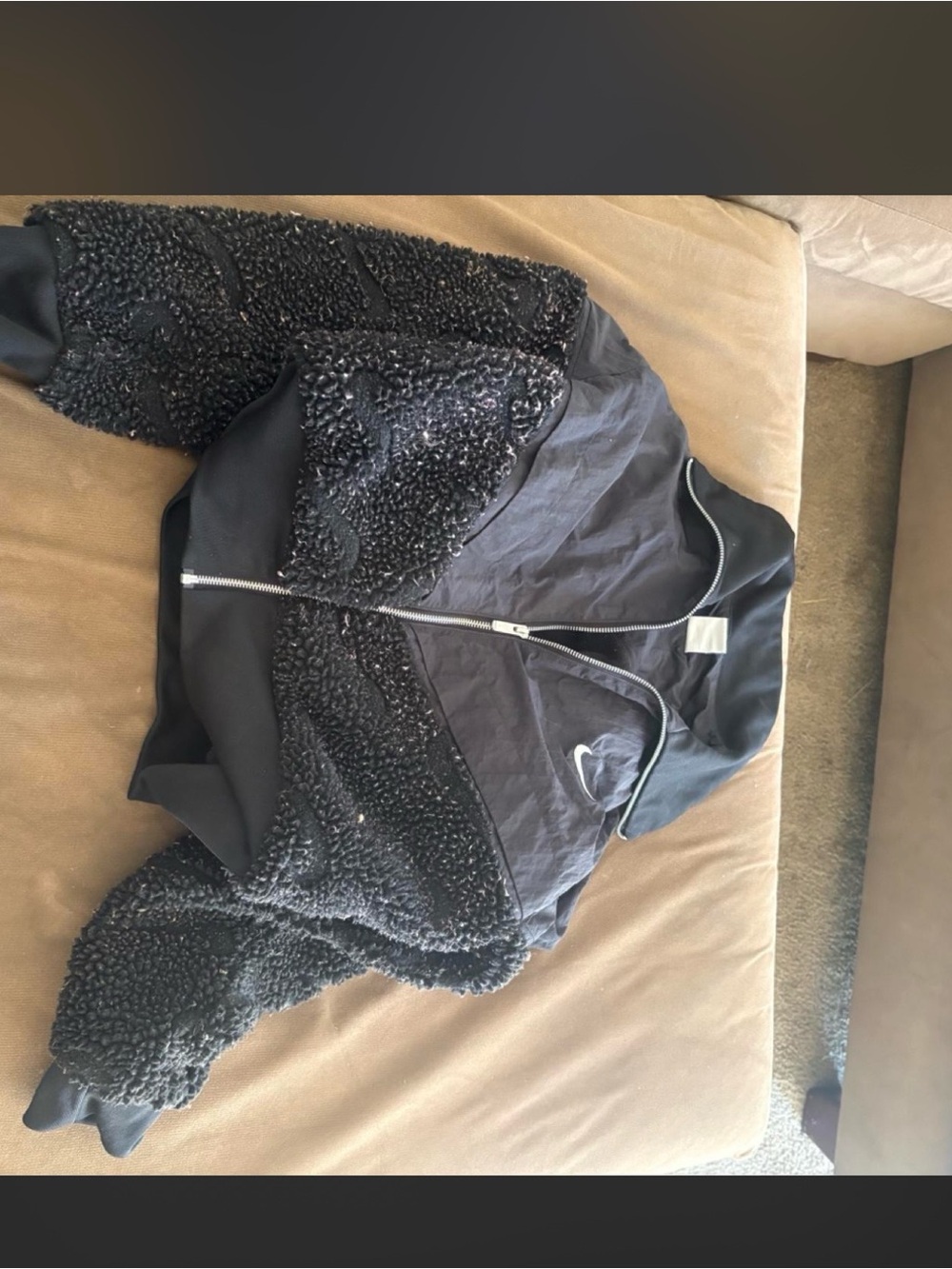 Nike Black Sherpa Panel Full-Zip Jacket